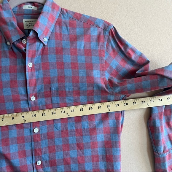 JCrew Men’s Casual Button Down Red and Blue Check Shirt Slim Fit size Small - Picture 12 of 12